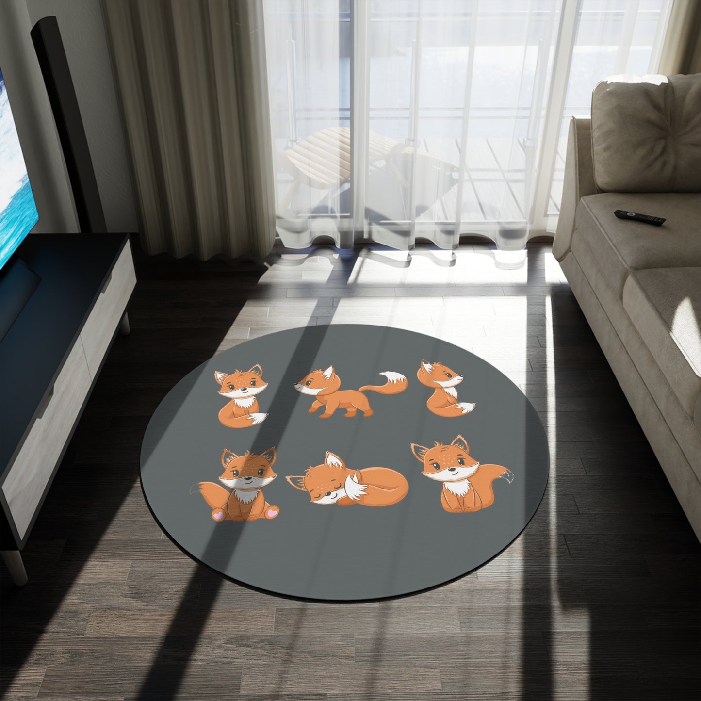 Nursery Fox Round Rug