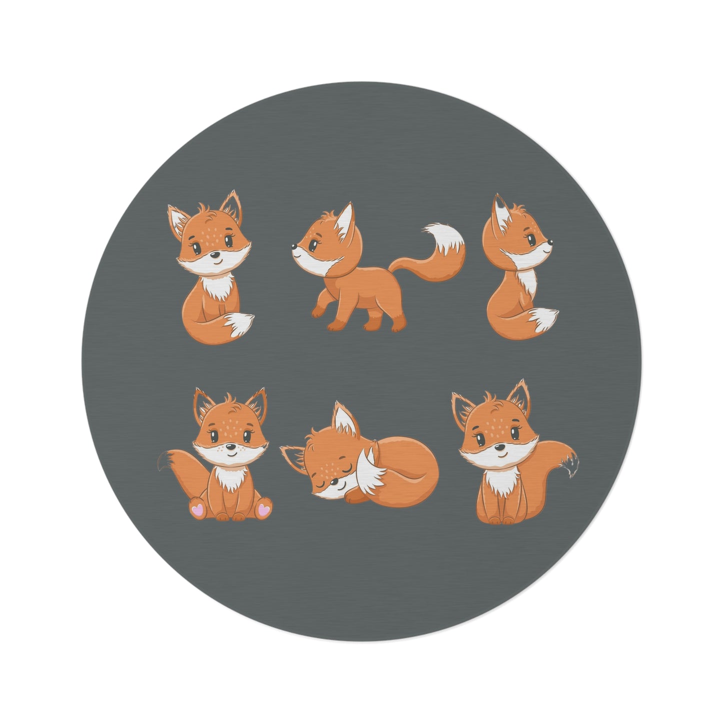 Nursery Fox Round Rug